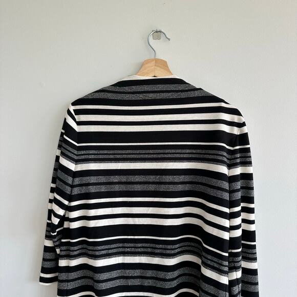 Joseph Ribkoff Asymmetrical Striped Sequin Two-Piece Top Cardigan Set - Picture 7 of 13